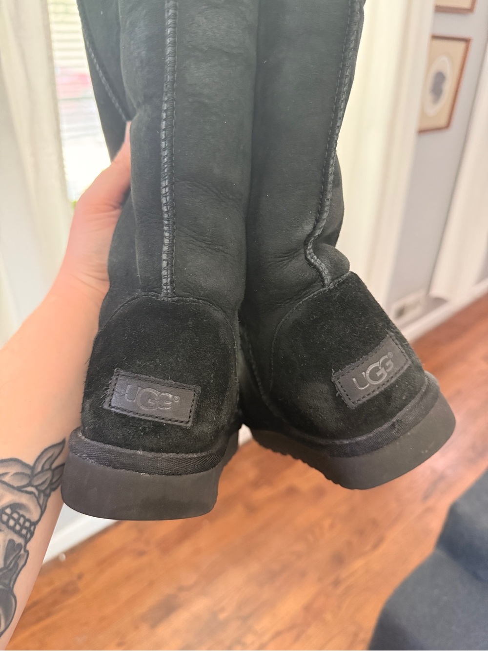 UGG Tall Black Shearling Lined Boot Interior
